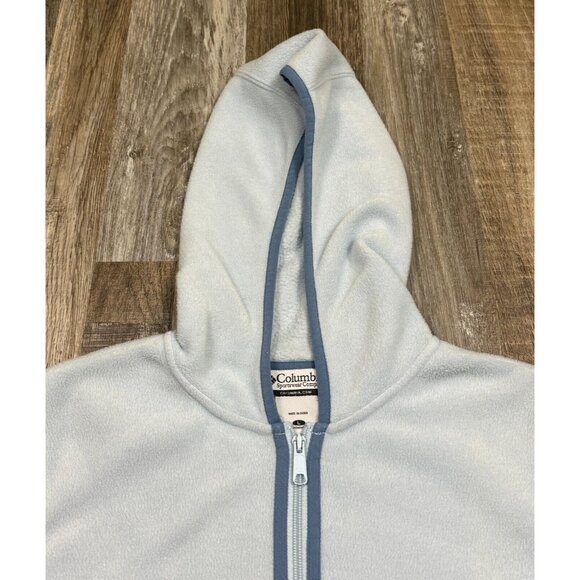Columbia Womens Light Blue Fleece Hooded Long Sleeve Jacket Full Zip Size Large - Picture 7 of 16